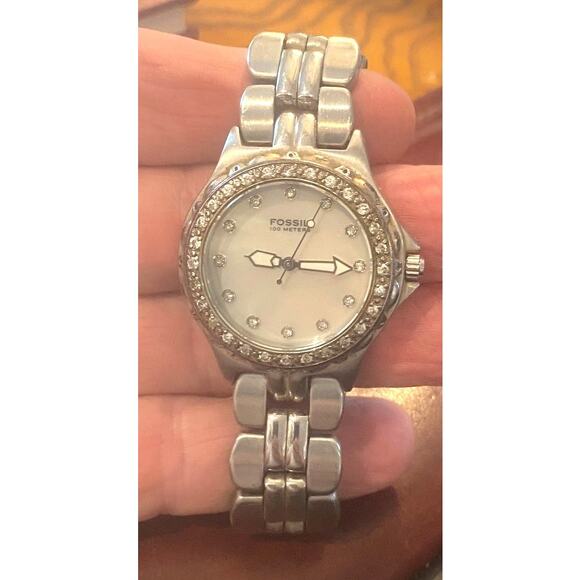 Women's Silver tone AM-3479 Fossil Blue Watch, WR 100M, Locking Clasp - Picture 1 of 4